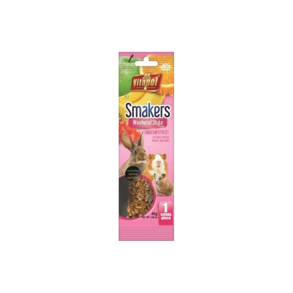 Колба Vitapol Smakers Box для грызунов со вкусом фруктов, 45 г, 1 шт
