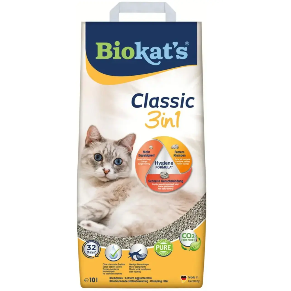 Biokat's Classic 3in1 10л бентонітовий наповнювач (без запаху)