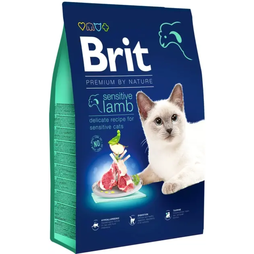 Brit Premium by Nature Cat Sensitive корм для котів із чутливим травленням 8 кг (ягня)