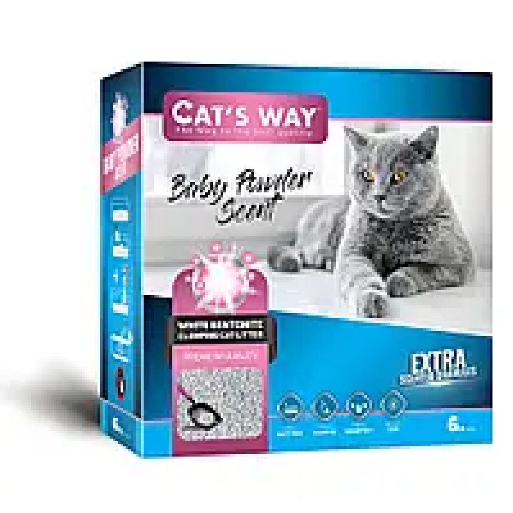 Cat's Way бентонитовый наполнитель 6 л (аромат детской присыпки)