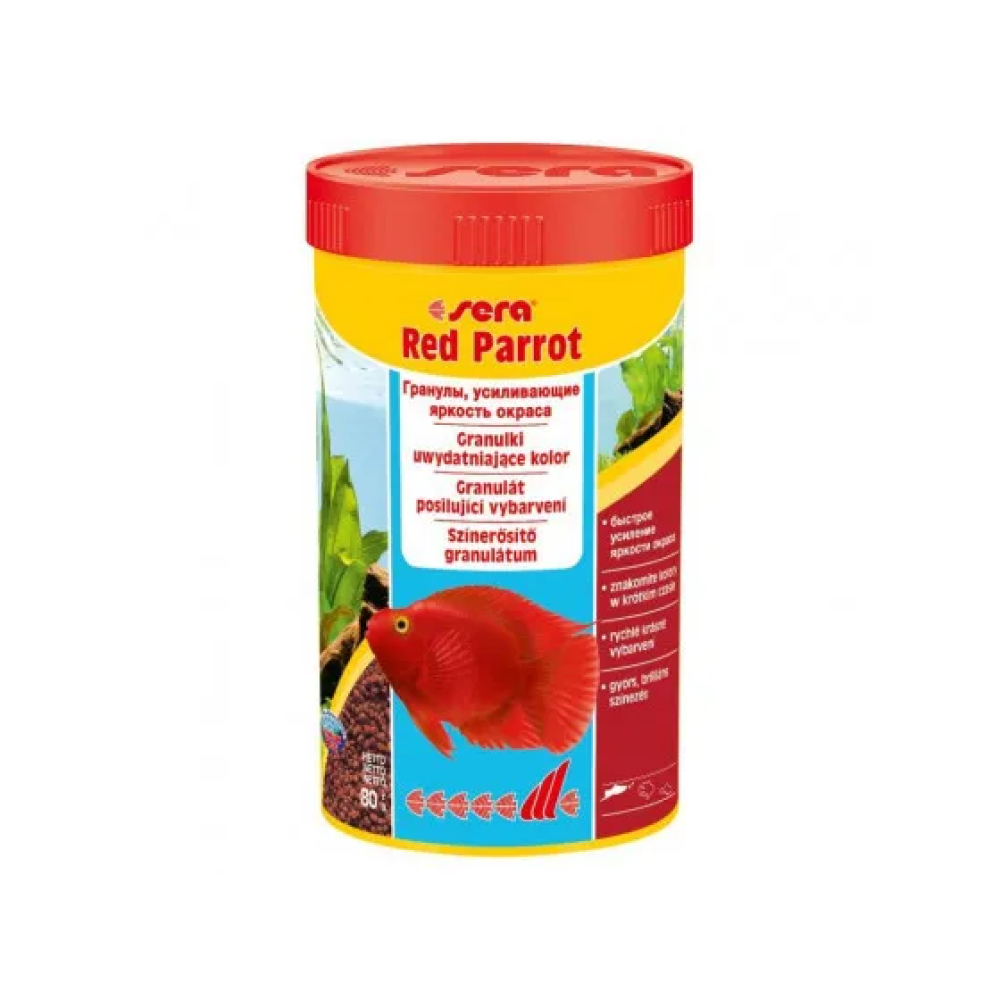 Sera Red Parrot корм для рыб красный попугай, 250 мл