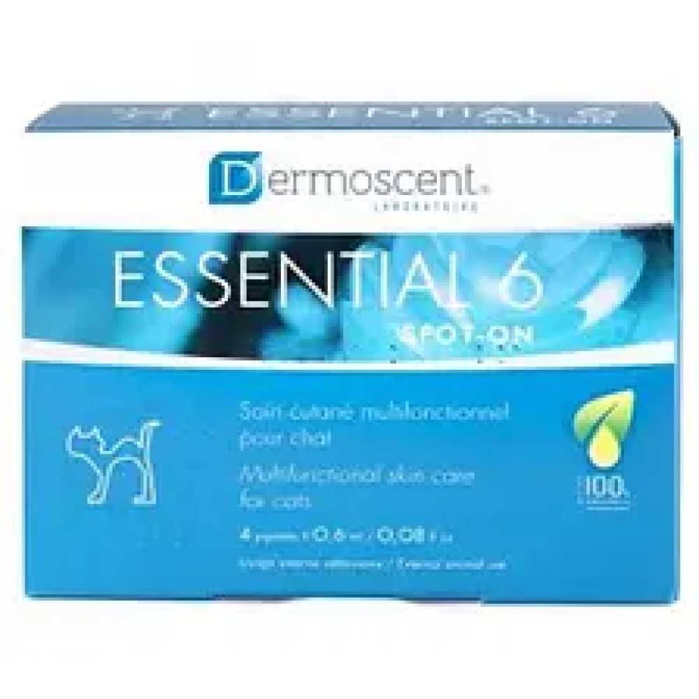 Dermoscent Essential-6 spot-on 4 пипетки для шерсти кошек во время перхоти, линьки