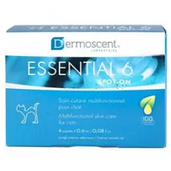 Dermoscent Essential-6 spot-on 4 пипетки для шерсти кошек во время перхоти, линьки